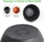 UOUZ 12/10/9 Large Modern Plant Pots, Plastic Planters with Drainage Holes and Saucers for Indoor Outdoor Plants Flowers, Black Speckles