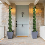 THE BLOOM TIMES 7ft Spiral Artificial Topiary Trees Set of 2, 82 inch Faux Cedar Trees for Outdoor Planters - Fake Twist Cypress Plants for Garden Front Porch Indoor Outside Christmas Decor 7 Foot