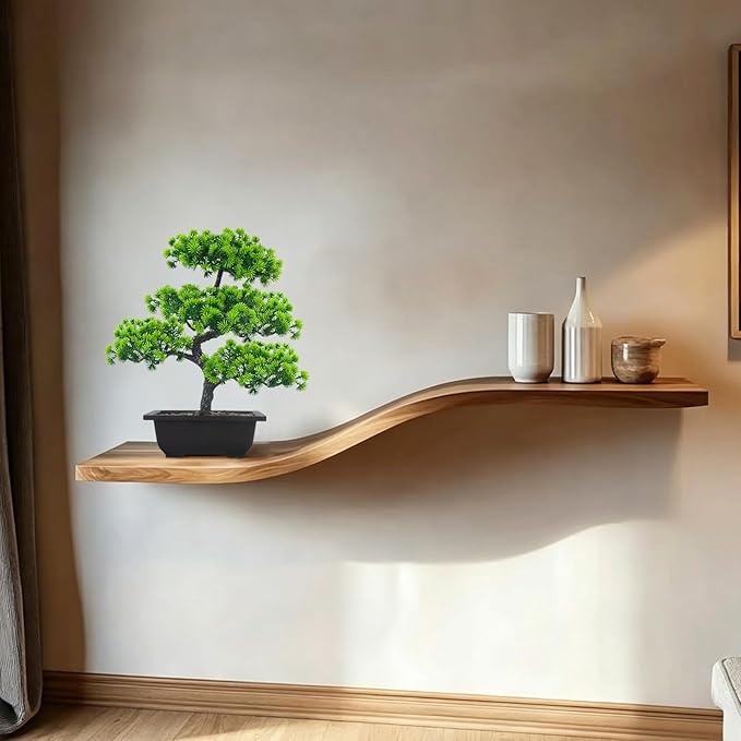 Artificial Bonsai Tree 15.8" Faux Juniper Bonsai Tree in Pot Realistic Fake Desk Plant Mini Bonsai Trees Small Japanese Decor for Bookshelf Table Office Bedroom Home Garden Indoor