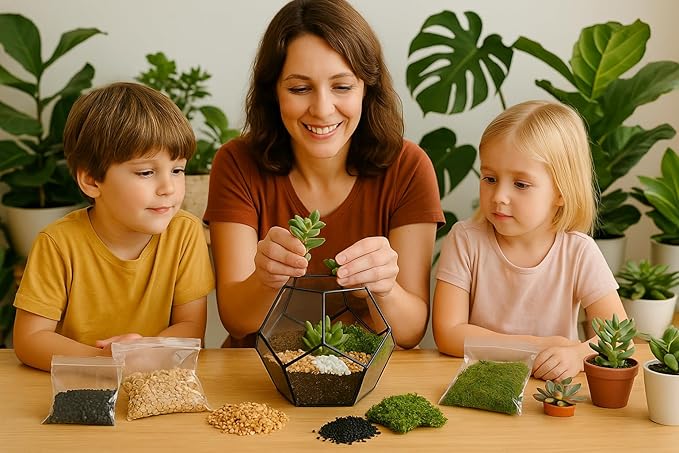 Succulent Planter Kit - Terrarium Kit with Succulent Soil, Gravel, Pebble, Moss,