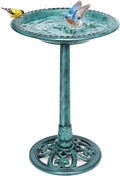 VIVOHOME Bird Bath for Outside, Polyresin Pedestal Bird Baths for Outdoor, Garden, 28 Inch Height Weather-Resistant Birdbaths with 20" Bowl, Green