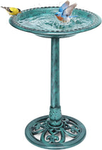 VIVOHOME Bird Bath for Outside, Polyresin Pedestal Bird Baths for Outdoor, Garden, 28 Inch Height Weather-Resistant Birdbaths with 20" Bowl, Green