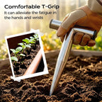 Stainless Steel Plant Hole Digger, Handheld Garden Dibber, Seed Planter Tool for Sowing, Fertilizing, Transplanting, Bulb,Vegetable Seed Planting, Pointed Garden Loosening Tool (3, L)