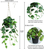 alyptus Fake Hanging Plants Artificial Decor Indoor Realistic Silk Devil's Ivy Hanging Potted Plants Faux Greenery Plant Pothos Vines with Pot for Home (Hanging Pothos - Green)