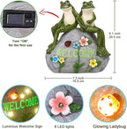Nacome Solar Garden Outdoor Statues Frog with Succulent and 7 LED Lights - Lawn Decor for Patio, Balcony, Yard Ornament for Mom Grandma Women