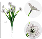 21 Bundles Artificial Outdoor UV Resistant Flowers No Fade Fake Outside Flowers Plastic Greenery Faux Shrubs Garden Porch Window Box Home Decoration (White)