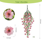 4 Pcs Fake Outdoor Artificial Flowers For Outdoors Uv Resistant, Plastic Flowers For Outdoors, Fake Hanging Plants Faux Flowers For Outdoor Planters, Silk Spring Flowers For Outside Porch（Pink）