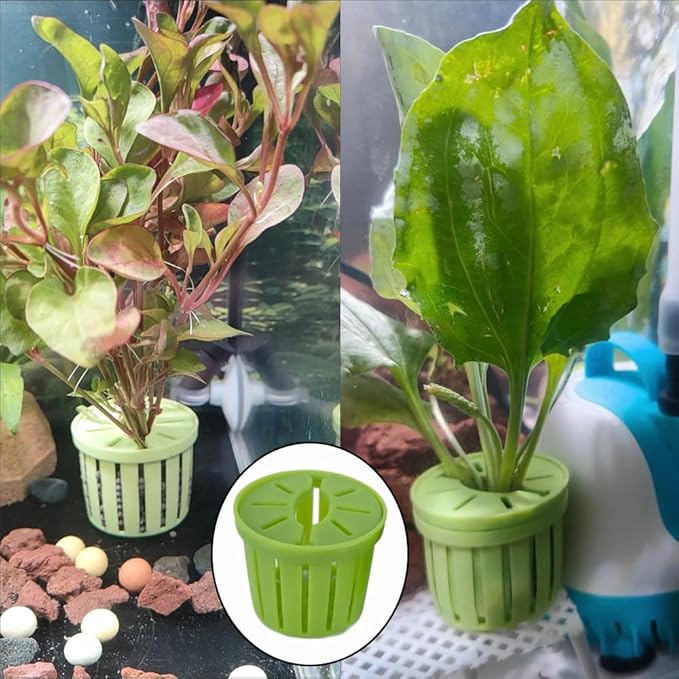 4 Pack Aquarium Plant Holder Fish Tank Plants Pots Anti-Floating Aquarium Plant Weights Aqua Soil Container for Echinodorus Bleheri Live Freshwater Plants Substrate Tabs Fertilizer Stratum