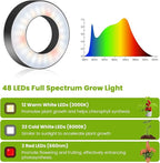 Kullinss Plant Light, 48 LEDs Full Spectrum Plant Lights for Indoor Growing, Halo Plant Light with 3/9/12H Timer, 3 Color Modes, 10 Brightness, Height Adjustable Grow Lamp for Small Plants (5 Pack)