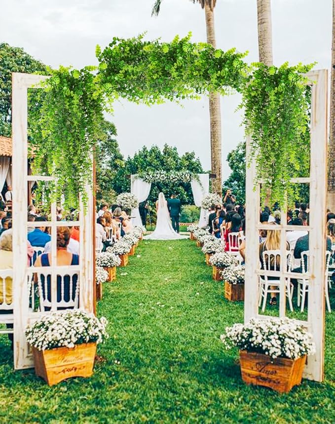 RECUTMS Hanging Money Plants Fake Outdoor Hanging Artificial Flower for Outdoors Hanging Basket Hanging Artificial Plants Plastic Plants Home Garden Wedding Party Decorations