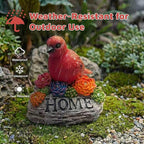 DECOUE Solar Garden Statue with Bird & “Home” Sign, Solar Bird Light Outdoor Decor with Warm LED Glow, Garden Decor for Outside Yard Patio Walkway, Decorative Garden Statue with Succulent Accents