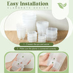 Wonderjune Self Watering Pots for Indoor Plants with Deep Reservoir and High Drainage Holes for Outdoor Plants and Flowers, Bare Root Planter(4.72'', 5.91'', 7.09'',Clear,9 Pcs)
