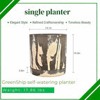 GreenShip 13.7″ Cylinder Planters with Drainage Hole and Planter Saucer, Jun Porcelain Clay & Recycled Resin, Decorate Home,Office & Outdoor