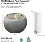 Tankana Garden Water Fountain Outdoor - Indoor Large Round Bubbler Water Feature with Lights & Pump and Concrete Effect for Patio Pool Pond Yard Home Decor Gray, 25 "L X 25" W X 17.5" H