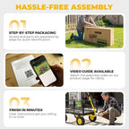 Sekey 1600 lbs Heavy Duty Steel Garden Cart for Farm & Construction, 12 Cu.Ft. Extra-Large Utility Wagon with Removable Sides, 2-in-1 Towable Handle, 13" Rubber Tires, Black