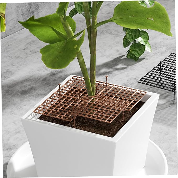 2PCS 12 Inch Square Plastic Plant Pot Covers with Non‑Slip Stakes, Cuttable Animal Protection for Indoor & Outdoor Flower Pots