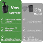 2 Pack Upgraded Adjustable Aquarium Plant Holder, Top Hanging Design Fish Tank Plant Holder, Adjustable Width Height, Fits Tank Edges up to 2.3 in, for Aquaponic Plants and Aquascape Decoration, Black