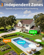 Diivoo 3 Zone WiFi Water Timer with Brass Inlet, Smart Sprinkler Hose Timer 3 Outlets Compatible with Alexa/Google Assistant, 18 Irrigation Plans, Rain Delay & Mist Mode for Garden Lawns (2.4GHz Only)