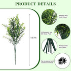CEWOR 12 Bundles Artificial Plants Greenery Outdoor UV Resistant Faux Grass Shrubs Fake Rosemary for Wedding Decoration Farmhouse Garden Porch Window Patio Planter Indoor