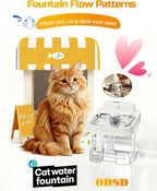 ODSD Cat Water Fountain, App Monitoring Wastewater Separation & No Filter Cotton, 5000mAh Battery & Plug-in Pet Water Fountain with 101oz/3L Automatic Water Dispenser for Cats Indoor, 2.4G Wi-Fi