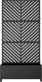 Casaphoria Metal Raised Garden Bed with Trellis and Wheels, 72"x35"x16" Planter Box for Climbing Plants, Vegetables & Vines, Features Drainage Holes and Privacy Screen, Black-Parallel