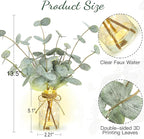 Bessol Artificial Eucalyptus Stems in Glass Vase with Faux Water, 13.5" Fake Plants for Home Decor, Coffee Table Centerpieces, Office, Bathroom & Farmhouse Weddings - Faux Greenery Plants Decorations