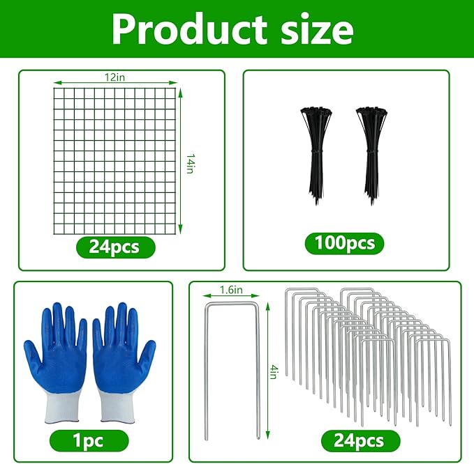 8 Pack Plant Protectors from Animals, 12''x14'' Metal Plant Cages for Outdoor Plants, Garden Plant Protector with Stakes & Zip Ties, Keep Rabbits Squirrels Out, Plant Cage for Flowers Vegetables
