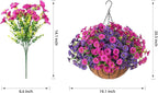 Artificial Fake Hanging Flowers Plants Baskets for Outdoors Spring Summer Decoration, UV Resistant Faux Silk Morning Glory in Planter Realistic for Outside Porch Patio Balcony Garden Yard Home Decor