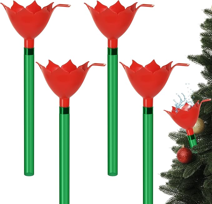 4 Pack 48 Inch Clear Christmas Tree Watering Funnel with Long Plastic Tube Watering System for Large Indoor Outdoor Xmas Tree Prevents Fire