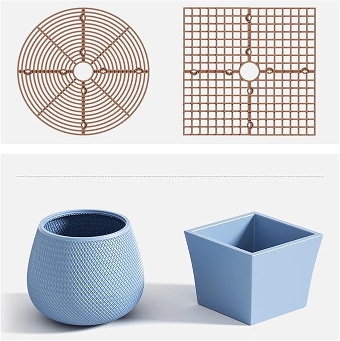 Plant Pot Grids 6PCS Plant Pot Soil Guard with Nails Grid Flower Cover Baby Safety Mouse Garden Home Protector(Black M Square)