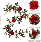 RECUTMS 6FT Artificial Red Rose Garland Fake Rose Ivy Vine with Greenery Foliage Hanging Flower Vine for Wedding Arch, Table, Home, Garden, Birthday, Valentine’s Day Party Decoration (Red)