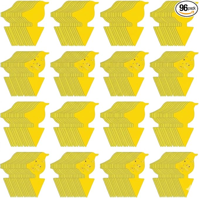Kate's Home & Garden 96 Count Fruit Fly Traps for Indoors and House. Yellow Sticky Trap for Gnats, Mosquitos, Plants, Ants