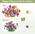 Alupssuc 20 Bundles Artificial Flowers for Outdoor Indoor Decoration, UV Resistant No Fade Fake Plants Eucalyptus, Colorful Faux Spring Flowers for Outside Yard Porch Patio Garden Home Window Box