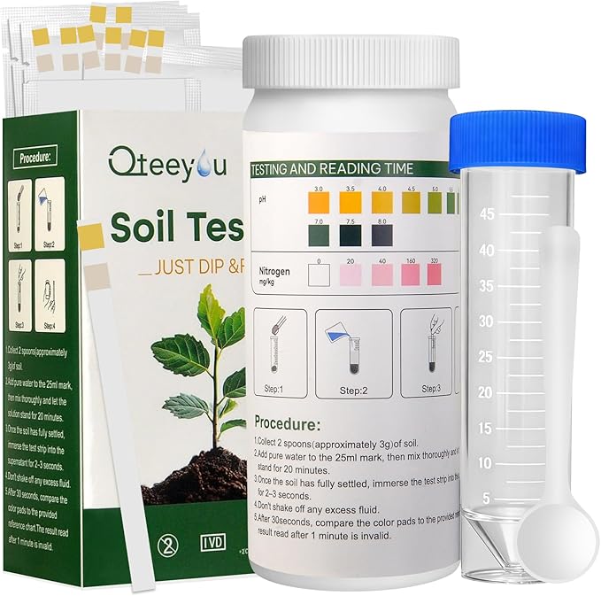 2-in-1 pH & Nitrogen Soil Test Kit, Home Soil Testing Kit Separately Sealed in Foils, Soil pH Nitrogen Test Strips for Garden Lawn Grass Flower Vegetable Nutrient, Quick & Easy-to-Use