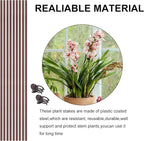10Pcs Plant Support Stakes with 15pcs Plant Clips,15.7 Inches Bendable Plant Sticks for Indoor and Outdoor Plants,Single Stem Flower Stakes for Phalaenopsis Orchid Flower Roses(Brown)