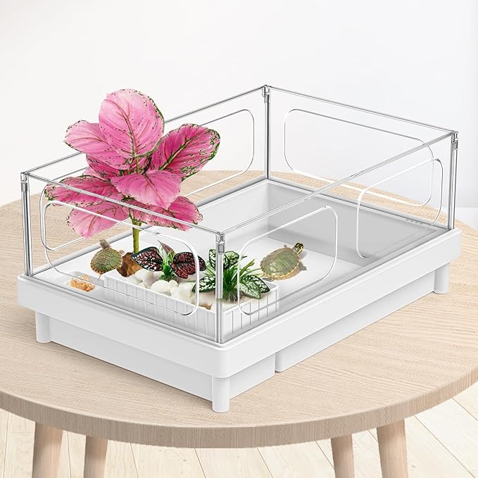 Moonorange Reptile Artificial Plants, Terrarium Plants Decorations Supplies, Aquarium Fish Tank Plants, Amphibian Habitat Hideout Tank Accessories(L Set-3pcs/F)