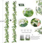RECUTMS Artificial Vines Ivy Garland 2Pcs 6Ft Fake Hanging Vine Plants Faux Green Grape Leaves Greenery Indoor Outdoor Home Office Garden Wedding Jungle Beach Birthday Party Arch Table Spring Decor