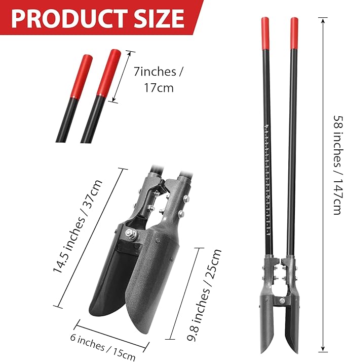 Post Hole Digger Heavy Duty Manual Hole Digger with Scale Mark for Digging,58 inches