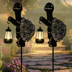 Solar Tortoise Garden Stakes Outdoor Unique Gift Ideas Decor Metal Tortoise Holding Solar Lantern Decorative Outdoor Stakes for Patio, Lawn, Yard and Pathway