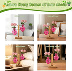 XXXFLOWER Plant Terrarium Propagation Station, Gifts for Mom Daughter Wife Plant Lover, Hydroponic Planter Bulb for Home Office Garden Decoration - 2 Pink Love Bulb Vase with Wooden Stand