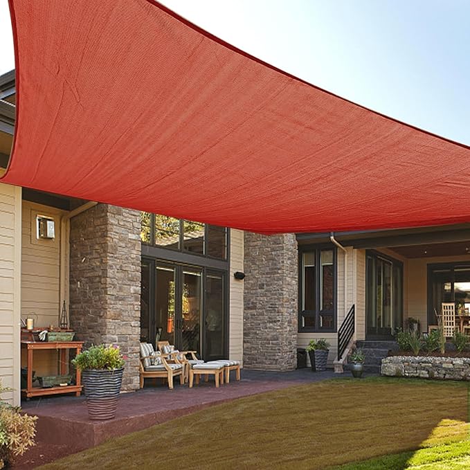 LOVE STORY Custom Size 9'x18' Terra Red Sun Shade Sail Rectangle UV Block Canopy Patio Sail Sunshades Fabric for Outdoor Garden Carport (We Make Custom Size)