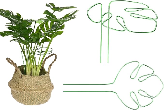 M METERXITY 2-Pack Monstera Plant Support, 11x5.9 Inch Reusable Sturdy Alloy Plant Support Stakes Unique Design for Potted Plants Flowers/Vegetables/Indoor Outdoor Climbing Plants [Green]