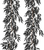 RECUTMS Artificial Hanging Willow Leaves Vine Twigs 2Pcs 5.7Ft Halloween Black Leave Garland Fake Silk Willow leaf Ivy Faux Greenery Plant for Indoor Outdoor Jungle Birthday Fall Christmas Party Decor
