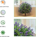 Lavender Boxwood Ball Tree, UV Resistant, Simulated Green Bush, Artificial Lavender Tree Outdoor Set of 2 (24.5Inch) with Ground Plugs Fake for Indoor Outdoor Front Porch Gardens