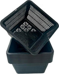 16 Pcs 9 Inch Aquatic Plant Baskets for Hydroponics Water Garden Plant Pots Black Plastic Mesh Basket Square Plastic Mesh Pond Containers for Live Aquarium Plants