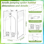 Jumping Spider Enclosure with Habitat Mini Figurines Set Acrylic Terrarium Habitat Mini Jumping Spider House Decorations for Tarantulas Snail Mantis Small Reptiles(Side Door)