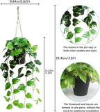 alyptus Fake Pothos Hanging Plants - Artificial Hanging Plant with Pot Realistic Faux Pothos Vines for Indoor Décor, Lush Greenery for Balcony Patio Office, Bathroom - Golden Green