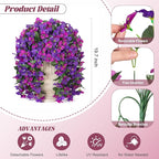 2 pcs Artificial Faux Bougainvillea Flowers Plants for Outdoor Outside Summer Decoration, Fake Silk UV Resistant Long Trailing Vines for Front Door Porch Planter Balcony, Deep Purple Deep Lotus