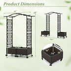 Giantex Planter Boxes with Arch Trellis, 5FT Self-Watering Tall Raised Garden Bed w/Wheels, Hanging Roof & Drainage Holes, Outdoor Indoor Tomato Planter for Climbing Vines Vegetables (60"x16"x58")