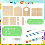 Liliful 4 Pack DIY Wooden Birdhouse Kit, Crafts for Kids and Adults, Bird House with Paint and Paintbrushes Painting Kits for Boys and Girls, Spring Birthday Classroom Gifts for Ages 4-8